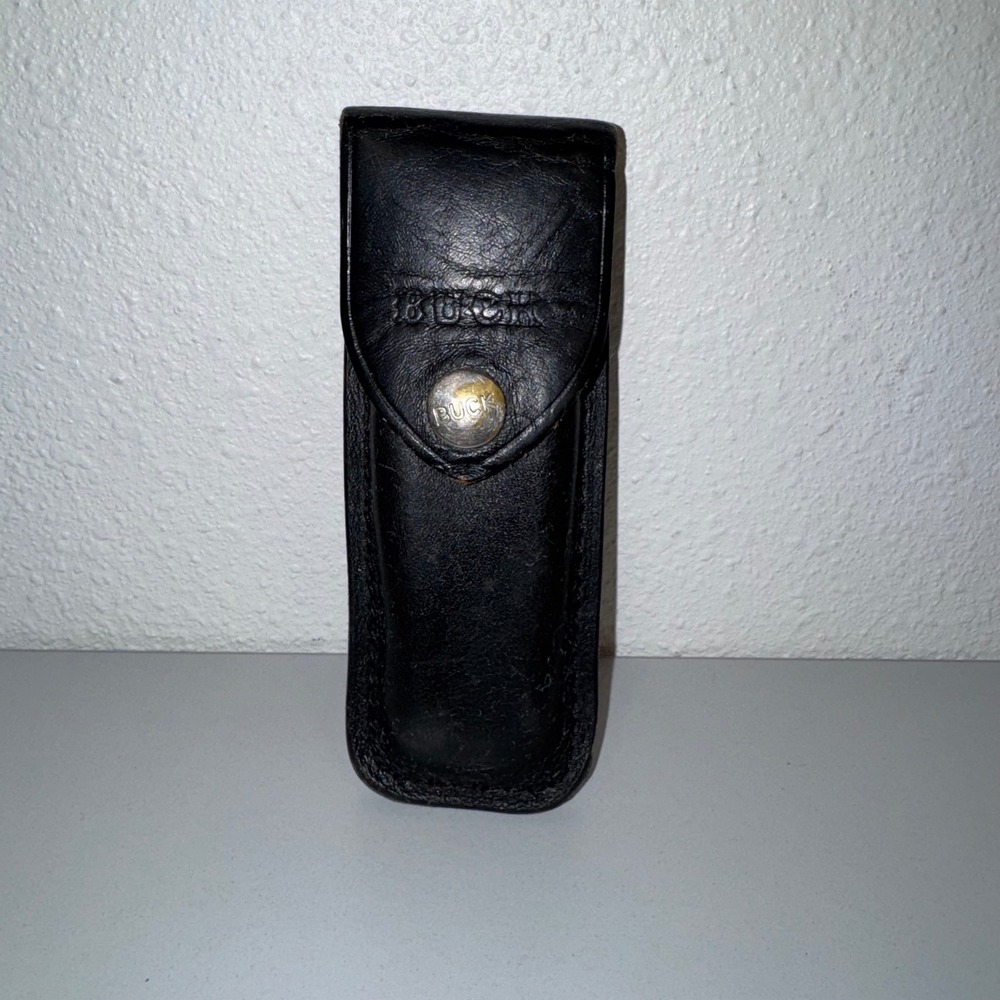 Buck 110 Folding Hunter Knife Sheath Men Black Good Leather Belt Loop Vintage